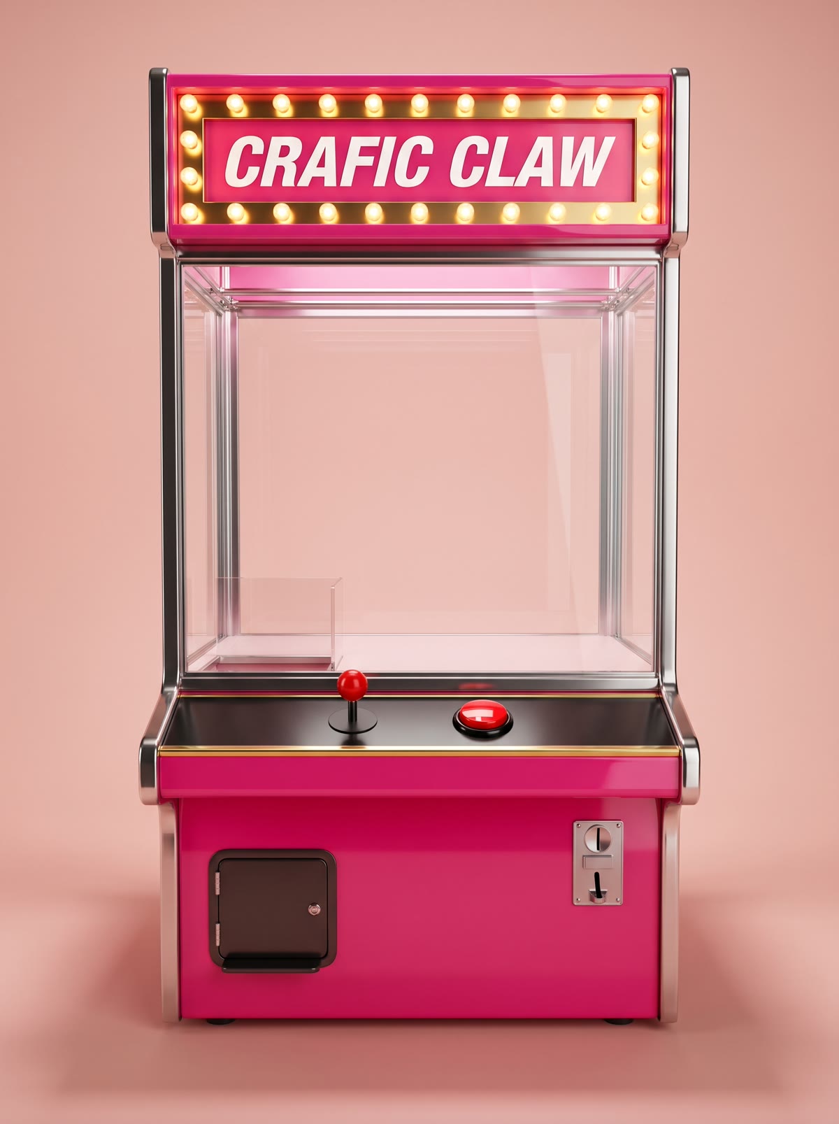 A pink CRAFIC claw machine