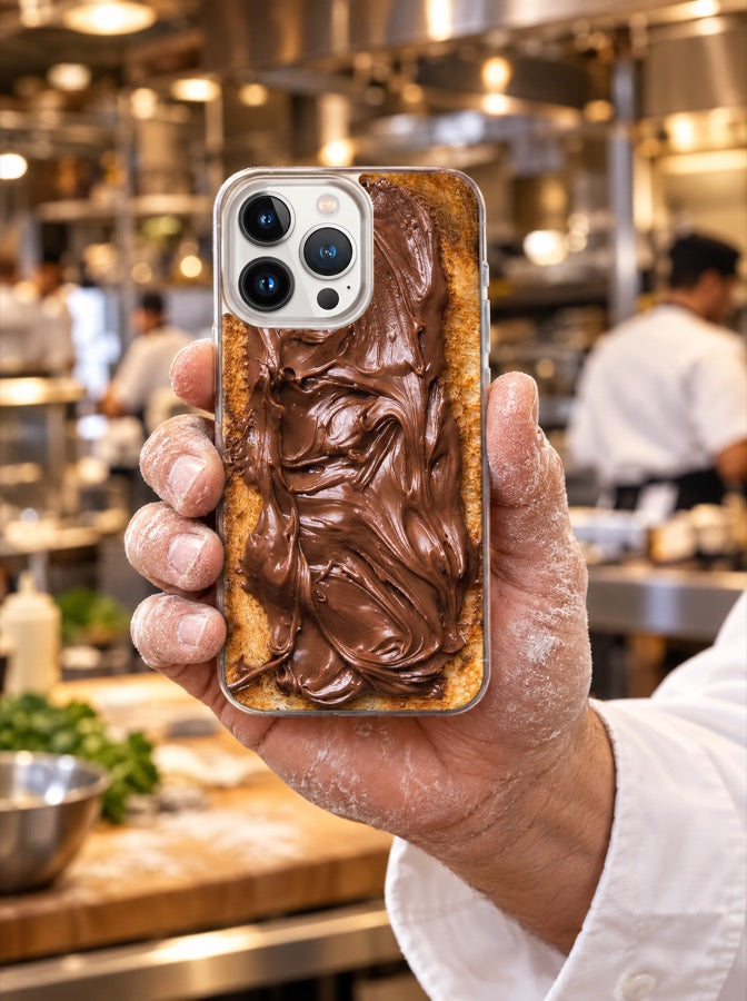 The chef holding the Choco Toast case